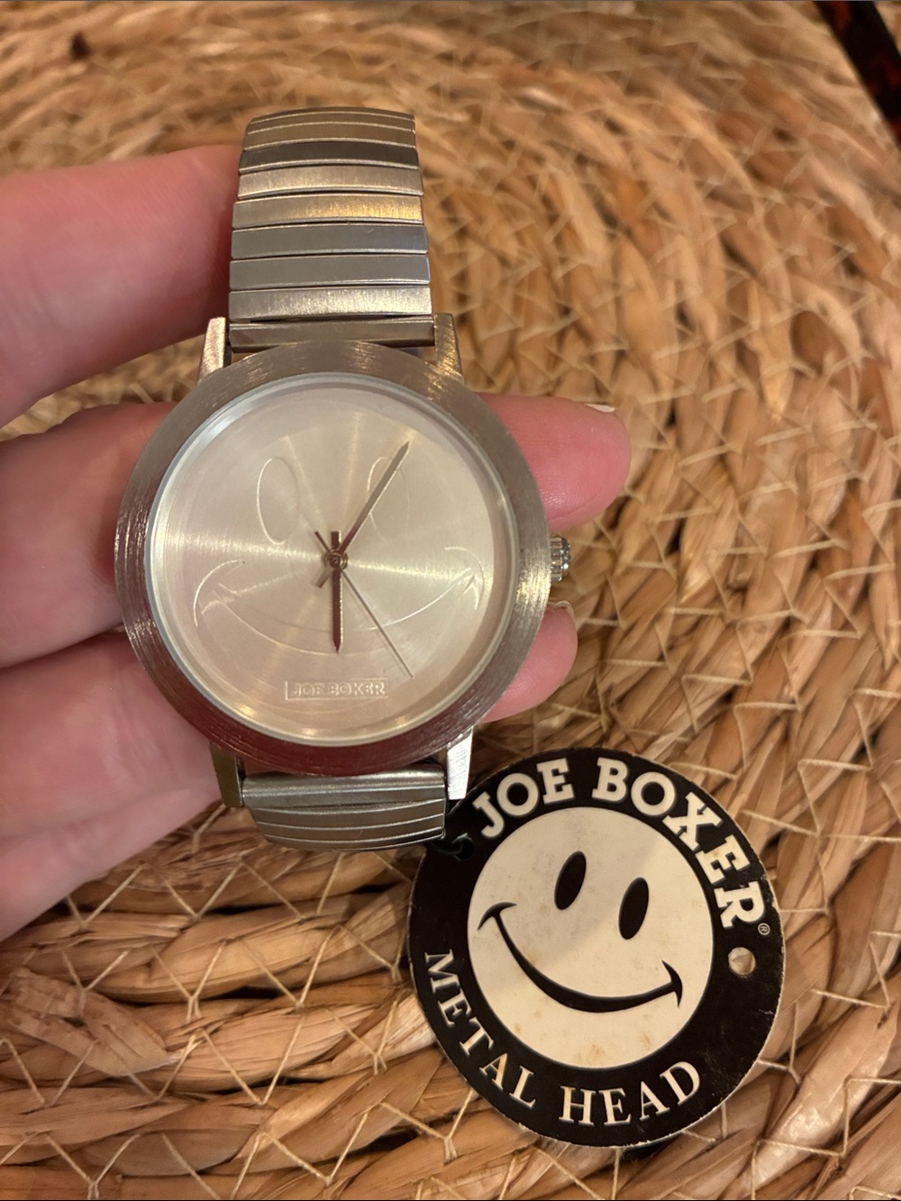 Vintage 90’s Joe Boxer Silver-Tone Smiley Dial Expansion Watch